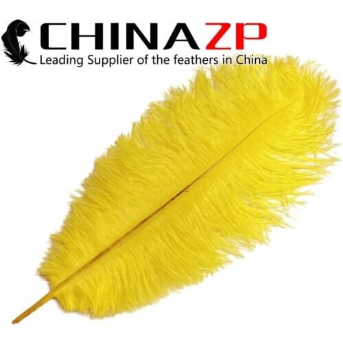 CHINAZP Factory Size 45~50cm(18~20inch) 100pcs/lot Fashionable Dyed Yellow Ostrich Darb Feathers
