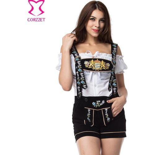 Corzzet Halloween For Women Sexy Lederhosen Costume Oktoberfest Beer Girl Bar Maid Cospaly Carnival Party Clothing