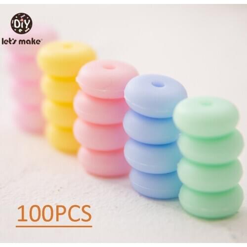 Lets Make Silicone Abacus Bead12mm 100pc Children Handmade DIY Toy Food Grade Silicone Abacus Necklace Pearl Silicone Teething