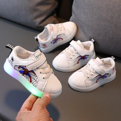 Spiderman cartoon children casual shoes hot sales Boys LED lighted sneakers kids glowing princess girls baby shoes tennis