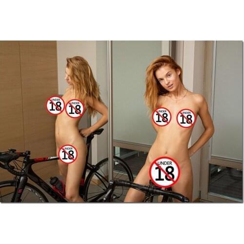 Girl Riding a Bicycle Wallpaper Sexy Model Adult Artistic Posters Canvas Wall Art Paintings for Home Room Decor