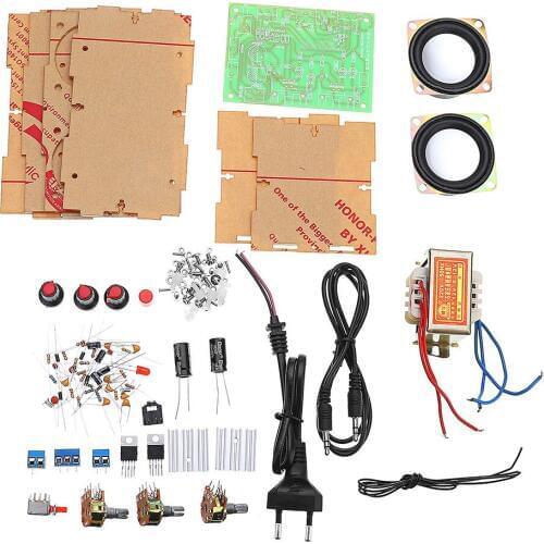 DIY TDA2030 Mini Dual Audio Amplifier Kit Speaker With Shell acrylic case