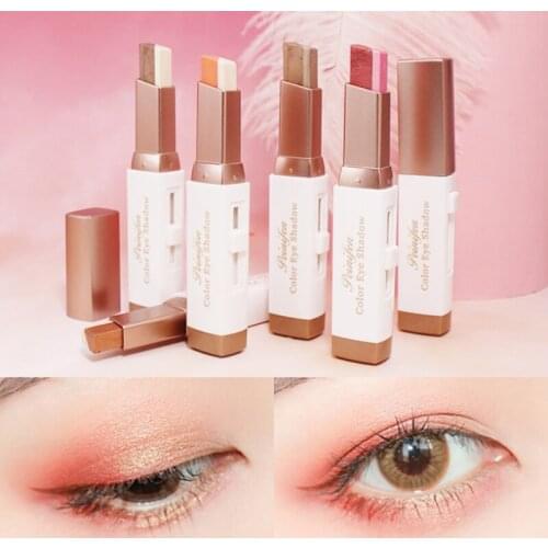 Two-color Gradient Stereo Eye Shadow Stick Pen Eyeshadow Stick Double Color Gradient Shadow Stick Shimmer Glitter Makeup
