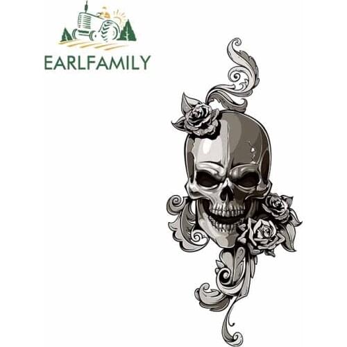EARLFAMILY 13cm x 5.7cm For Skull Windows Decal Decoration Car Stickers Graffiti Vinyl Material Suitable For VAN RV Sunscreen