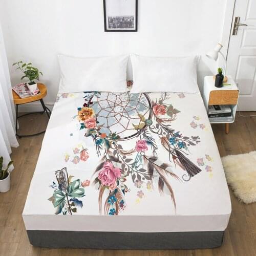 Elastic fitted sheet bed sheet With An Elastic Band 150/180/200/160*200 Mattress Cover Double Full Single Flower dream catcher
