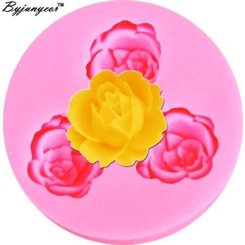Epoxy UV Resin M005 3D Flower Rose Silicone Mold Sweet Jewelry Charm Clay Resin Gum Fondant cake decoration tool