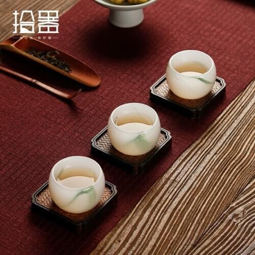 Jade porcelain tea cup Master Cup glass tea cup ceramic kungfu tea set individual single cup tea cup glass small tea bowl