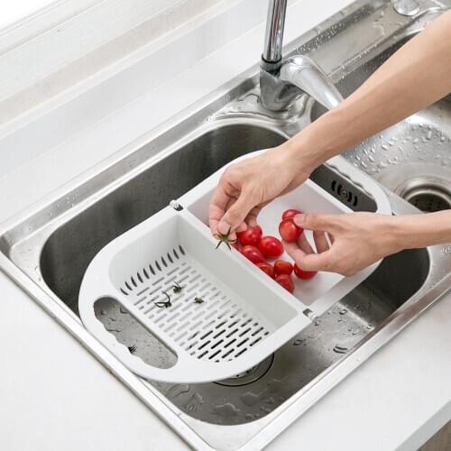 Hot Foldable Kitchen Drain Basket Sink Storage Rack Wash Fruit Colanders Drainer Basin Vegetables Drain Sieve Food Washing