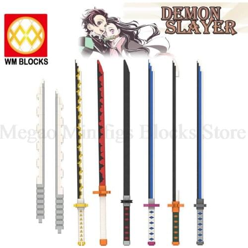 Demon Slayer 1:1.5 Sunwheel Knife Replica Model Bricks Anime Figures Weapon Tanjirou Inosuke Zenitsu Kyoujurou Toys For Children