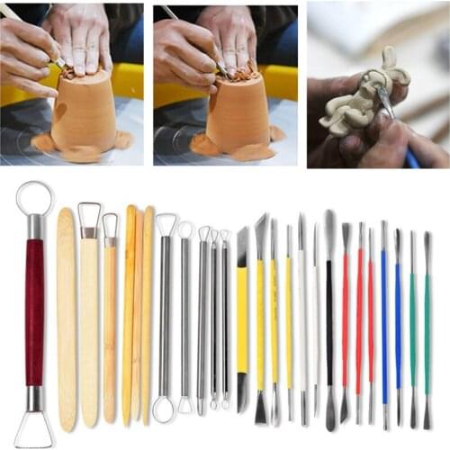 Pottery tools 26 pcs/set of repairing clay plastic tools stainless steel double-headed repairing sculpture tools