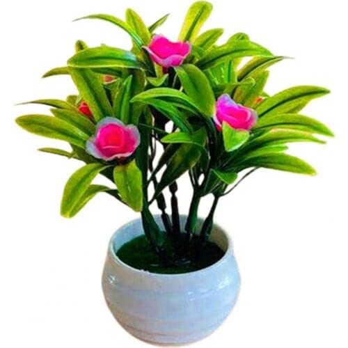 Artificial Plant Pot Eco-friendly Hibiscus Flower Hotel Garden Decor Plastic Colorful Imitation Flower Pot Home Decoration