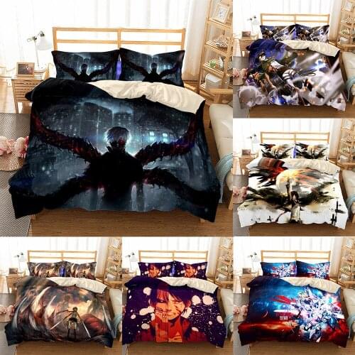 Attack on Titan Bedding Set 2/3 Pcs with Pillowcase Soft Microfiber Bed Duvet Cover Room Decoration Bedclothes for All Seasons