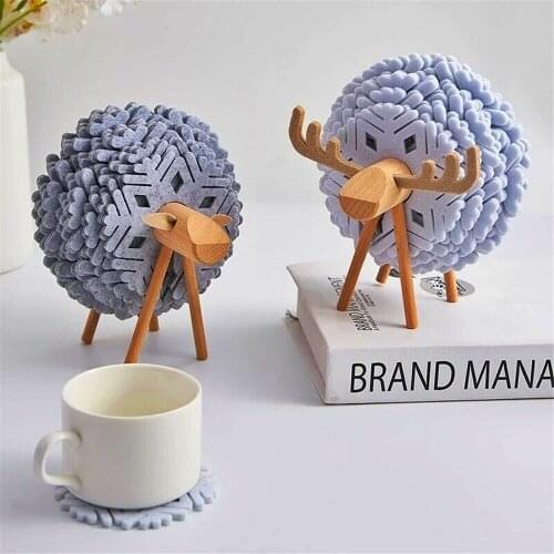 Creative Sheep Shape Anti Slip Cup Coasters Pads Insulated Round Felt Cup Mats Japan Style For Home Office Placemat Dining Table