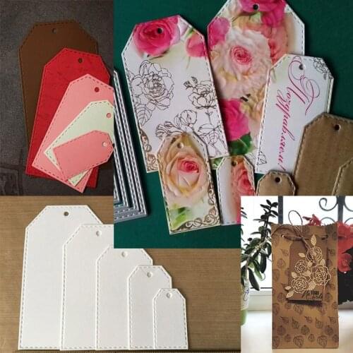 5Pcs/set Square Label Metal Cutting Dies for Label Diy Scrapbooking Photo Album Decorative Embossing Paper Cards Crafts