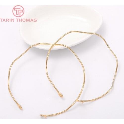 2PCS 65MM 24K Gold Color Brass High Bracelet Quality Jewelry Making Supplies Diy Findings Accessories
