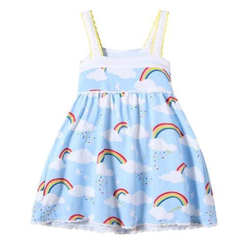 Little bitty 3-12y Children girls dresses cotton clothing rainbow fashion hot selling kids Sling dresses summer baby girl dress