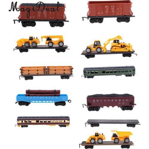 MagiDeal 1:87 Train Model Kids Toy Electric Track Train Freight Car Railroad Car Train Carriages Diecast Vehicle Compartment