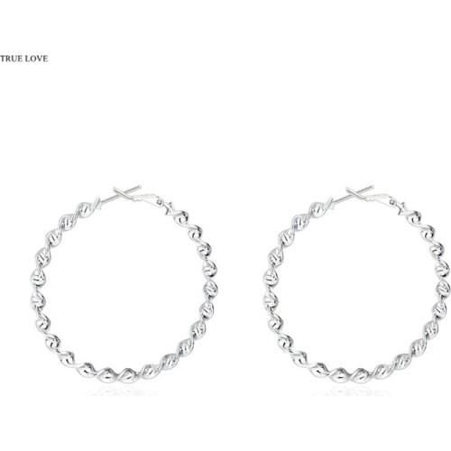 Fashion Silver color hoop earrings large diameter 4.5CM cool street style fashion jewelry for women drop shipping Top quality