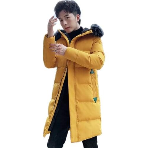 Men Winter New Casual Long Thick Fur Collar Hooded Parkas Jacket Coat Men Autumn Fashion Warm Windproof Pocket Hat Parka Men