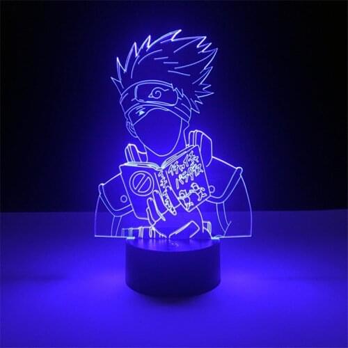 Naruto Hatake Kakashi Anime 3D Lamp Visual Led for Decor Night Light Figure Shippuden Color Changing Lampara Lighting Xmas Gift