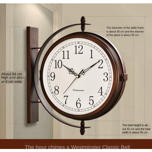 Nordic Double-sided Wall Clock Metal Retro Large Clocks Wall Home Decor Living Room Wall Digital Clock Reloj De Pared Still Life