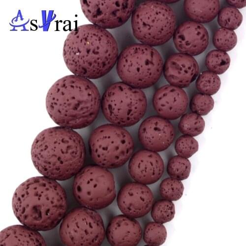 Natural Wine Red Hematite Lava Stone Matte Round Beads For Jewelry Making Spacer Loose Beads 4/6/8/10/12mm Diy Bracelets 15"