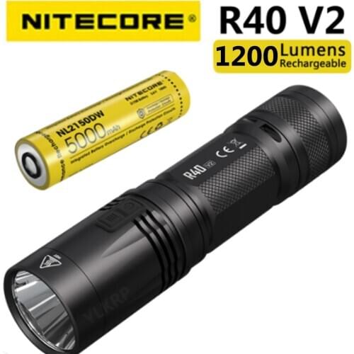 Nitecore R40 V2 1000 lumens new wireless rechargeable flashlight, equipped with 21700 large capacity battery