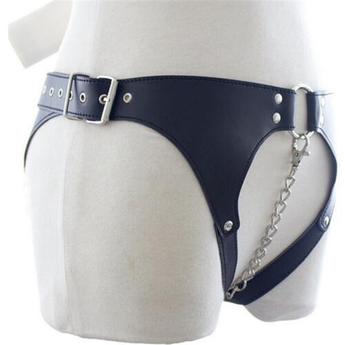New Black Leather Chastity Harness Clitoris Chain Flirting Erotic Leather Toys Sex Toys for Women