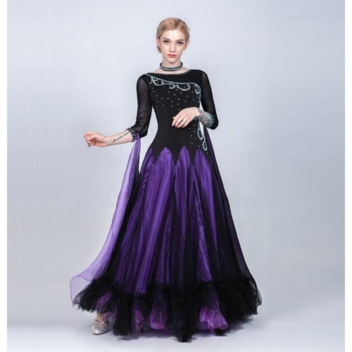 New Ballroom Dance Dresses Multicolor Rhinestone Flamenco Dance Costumes Waltz Tango Competition Modern Dance Clothing PY278