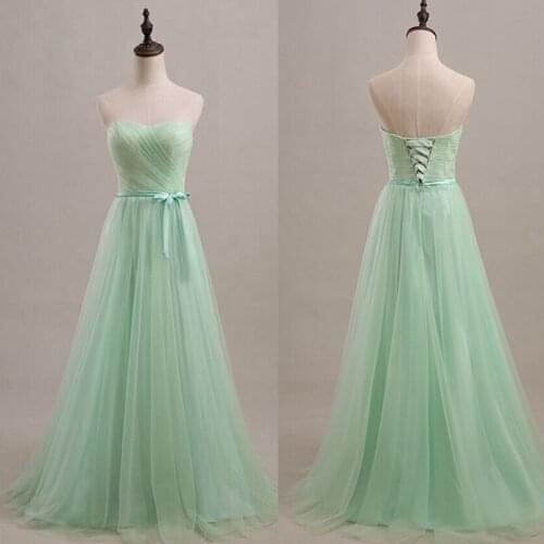 New Sweetheart Bridesmaid Dresses Tulle Long A-Line Lace-Up Floor-Length Ribbon Sheer Taken In Kind 2019 New Arrival