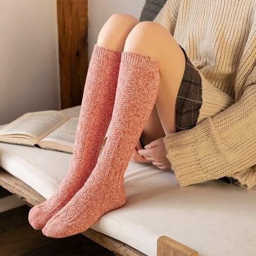 Autumn and Winter Women Solid Color Hosiery Adults Thick Elastic Warm Knee-high Stockings