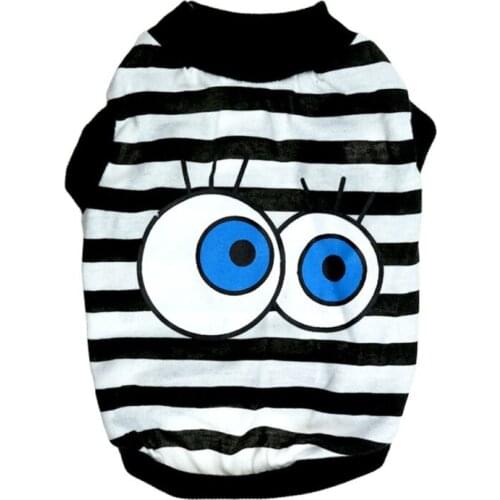 Pet Cat Costume Big Eyes with Stripes Clothes Cute Puppy Cat Kitten T-shirt Summer Vest Shirt Apparel for Spring and Summer