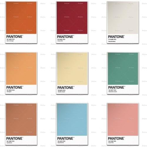 Pantone Ginger Bread Marigold Posters,Beige Coral Pink Malachite Green Aquamarine Color Print, Wall Art Home Decor Canvas Gift