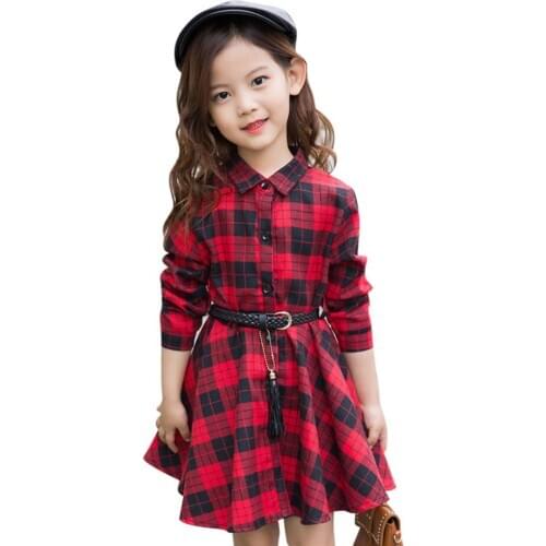Big Girls Dress Plaid Pattern Dress For Girls 2021 Newest Kids Girls Dress Teenage Children Girl Clothes 6 8 10 12 14
