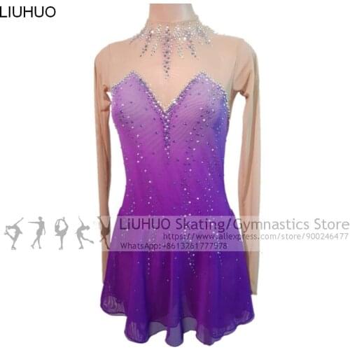 Ice Figure Skating Dress Women Girls Red Ballet Competition Costumes Teens Skating Dress Female Dancewear skatewear Wholesal