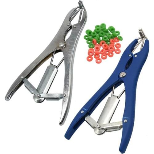 Tail removal Pigs And Sheep Castration Pliers and 100 Particulate Rubber Ring Castration Device Veterinary Equipment