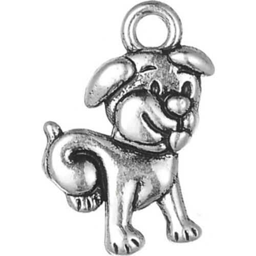 Plated Puppy Dog Pendants Charms for Children Animal Jewelry Floating Charm for Bracelet Wholesale