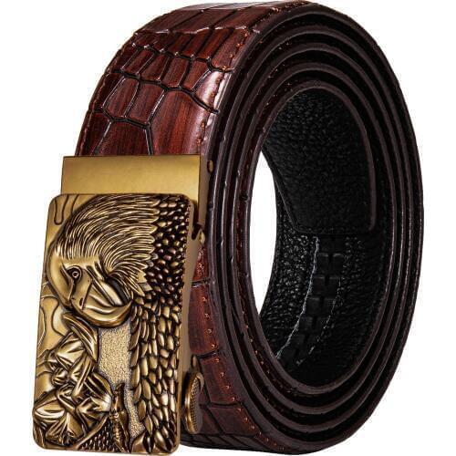 Fashion Men Belt Genuine Leather Metal Automatic Buckle Belts Crocodile Pattern Cowskin Men Strap Ceinture Homme DiBanGu