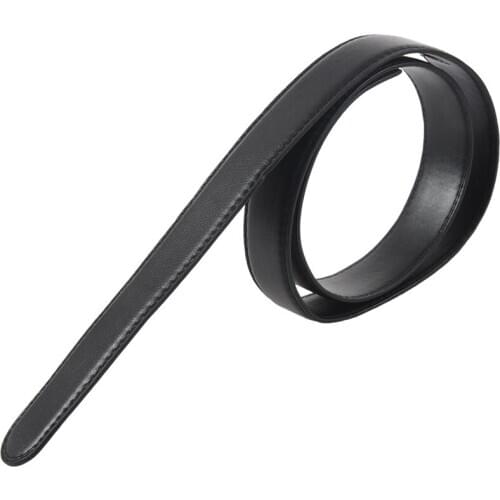 Luxury Mens Leather Automatic Ribbon Waist Strap Belt Without Buckle Black