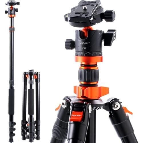 K&F Concept Camera Tripods Professional Aluminum Travel Vlog DSLR Tripod Monopod with 360 Degree Panorama Ball Head Loading