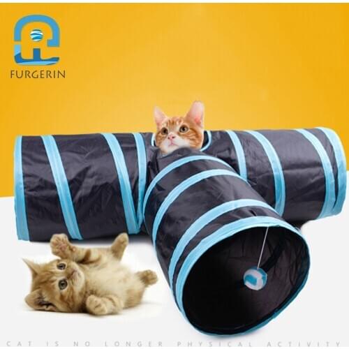 FURGERIN Foldable Cat Toy Cat Tunnel Outdoor Indoor cat training toy for cats pet Rabbit Kitten Puppy Play Tunnel Tube T-joint