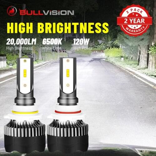 BULLVISION H11 LED Headlights 20000LM 120W H4 H7 H8 H9 9005 9006 HB3 HB4 6500K White Lighting CSP Chips Auto Headlamp Bulbs 12V