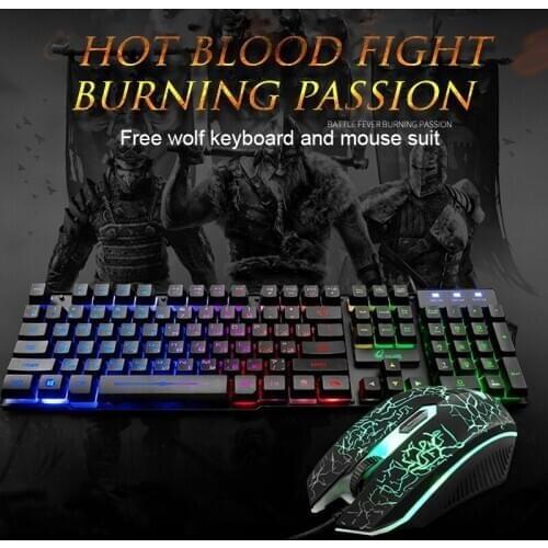 T5 Ru/US Gaming Keyboard and Mouse Imitation Mechanical Keyboard with backlight Gamer Keyboard 2000dpi Silent Mouse for PC