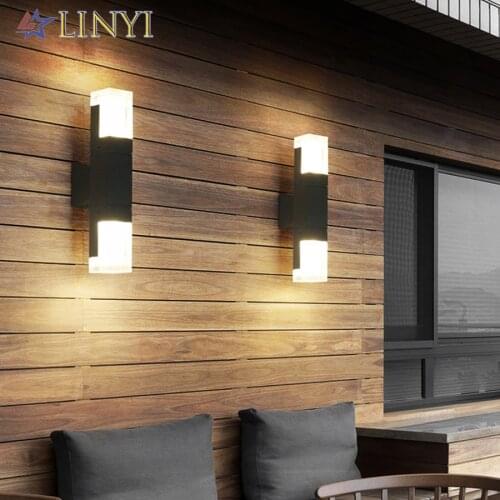 2021 New 10W Outdoor Waterproof LED Wall Lamp Double-headed Acrylic Lampshade Wall Sconces Garden Balcony Corridor Porch Lights