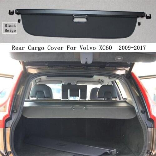 Rear Cargo Cover For Volvo XC60 2009-2017 Privacy Trunk Screen Security Shield Shade Black Beige Auto Accessories