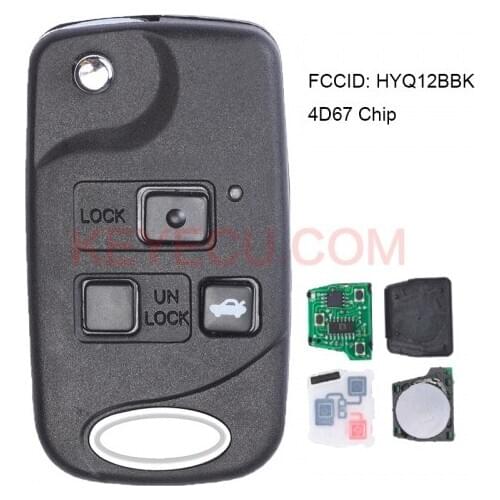 KEYECU Replacement Flip Remote Key Fob for 2002-2010 Lexus SC430 HYQ12BBK - 4D67/4D68