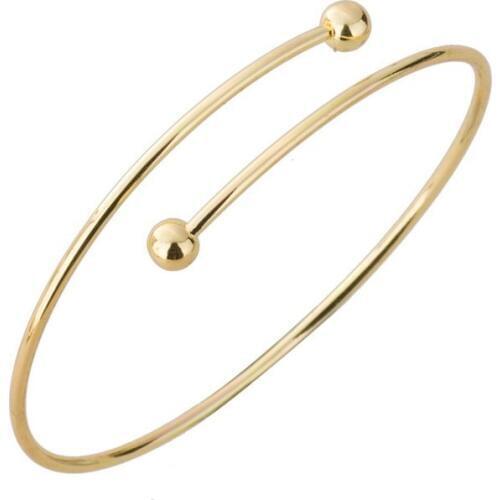 Personality Exaggerated Double Ball Thin Wire Warp Bangle Cuff Bracelet for women girls gold silver plated charm gift jewelry