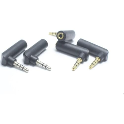 1Pcs Gold / nickel 3.5mm 3 / 4 Pole Right Angle Female to Male Audio Stereo Plug L Shape Jack Adapter Connector