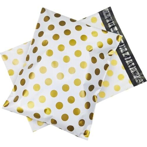 100Pcs 10x13 Inch Courier Bags Gold Dots Poly Mailers Packaging Bags For Business Plastic Shipping Mailing Bag Express Envelopes