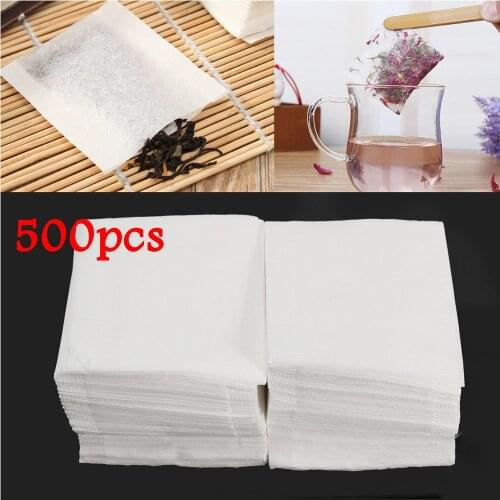 500pcs/Set Empty Teabags Heat Seal Filter Paper Herb Loose Tea Bag White